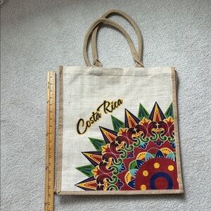 Costa Rica Printed Canvas Tote Bag in Natural